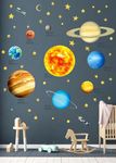 DECOWALL DS9-2007 Solar System Kids Wall Stickers Decals Peel and Stick Removable for Nursery Bedroom Living Room art murals decorations decor bathroom baby star sun planet space earth