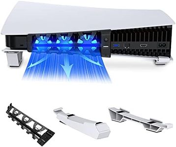 NexiGo PS5 Horizontal Stand with Slient Cooling Fan, [Auto On/Off], [Minimalist Design], Compatible with Playstation 5 Disc & Digital Editions, Built-in LED Light, Extra USB Port, Easy to Install