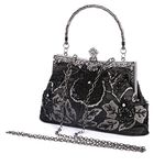 Beaface Women's Clutch Bags, Floral Beaded Clutches for Women, Wedding Evening Clutch Bag Embroidery Clutch Handbags for Women (Black)