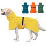 KOOGAL Waterproof Dog Raincoat Adjustable Dog Hooded Slicker Poncho Raincoat for Medium Large Dogs, Reflective Dog Rain Jacket (Yellow, 5XL)