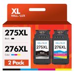 HALLOLUX for Canon 275 276 XL Ink Cartridges Replacement for Canon PG-275 CL-276 275 276 Combo XL Compatible with Canon PIXMA TR4700 TR4720 TS3520 TS3522 TS3500 TR4722 Printer(Black Color, 2 Pack