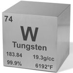 Tungsten 0.5" Metal Density Cube - 99.9% Pure Element for Chemistry - Periodic Table Design for Scientific Collection, Education, & Gifting