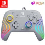 PDP Afterglow Wave Wired Pro Controller for Nintendo Switch/OLED Model with Customizable LED Lighting (Grey)