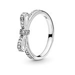 Pandora Jewelry Classic Bow Cubic Zirconia Ring in Sterling Silver, Metal, Cubic Zirconia