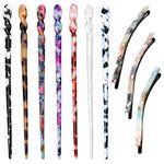 SAVITA 10 Pcs Acetate Hair Sticks for Bun, Short Hairpins Retro Leopard Printed Patterns Vintage Tortoise Shell Hair Chopsticks Styling Supplies for Women (10 Colors, 2 Styles)