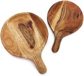 Joyfulmuze 2PCS Acadia Wooden Serving Spoons, Natural Handcrafted Scoops For Grain, Small and Large Round Cooking Paddle, Multipurpose Spoon For Kitchen Home Decor