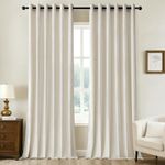 Woaboy Super Soft Velvet Curtains 90 Drop for Living Room Luxury Eyelet Drapes Blackout for Bedroom Window Treatment Thermal Insulated Soundproof & Room Darkening 2 Panels W 90 x L 90 White