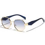 SHEEN KELLY Retro Polygon Sunglasses For Women Men Outdoor Casual Eyeglasses Metal Irregular Frame