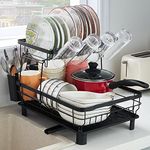 Lifewit Dish Drying Rack for Kitchen Counter, 2-Tier Stainless Steel Dish Drainer with Drainage, Removable Dish Rack and Drainboard Set with Utensil Holder and Cup Holder