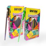 WIN Smoothie Ball Pens | 40 Pens (20 Blue Ink & 20 Black Ink) | 0.7 mm Tip | Comfortable Writing | Lightweight & Colourful Body Design | Use & Throw Pens | For One Time Use | Pens for Students | Stick