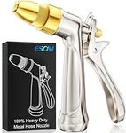 ESOW Garden Hose Nozzle, 100% Heavy Duty Metal Spray Gun with Full Brass Nozzle, 4 Watering Patterns Watering Nozzle- High Pressure Rear Trigger Design for Watering Plants, Car Wash and Showering Dog