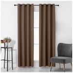 GC GAVENO CAVAILIA Faux Silk Eyelet Curtains For Living Room | Ring Top Curtains & Drapes | Fully Lined Polyester Panels | Modern Home Decor Window Treatment | Brown (66X90 Inch)