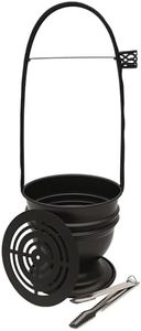 KKDUCK Hookah Charcoal Basket with Coal Tongs Carbon Clip Portable Carbon Container Bucket Metal Charcoal Holder for Shisha Accessories Big Size 17 Inches (Black)