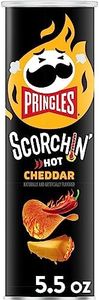 Pringles Scorchin' Potato Crisps Chips, Spicy Snacks, On-the-Go Snacks, Cheddar, 5.5oz Can (1 Can)