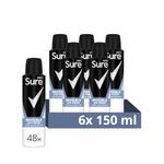 Sure Men Invisible Ice Fresh Anti-perspirant Aerosol 48h fresh and dry protection deodorant that protects against white marks and yellow stains 6x 150 ml