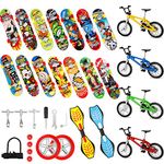 Gejoy 29 Pieces Mini Finger Toys Set Finger Skateboards/ Bikes Tiny Swing Board Fingertip Movement Party Favors Wheels and Tools