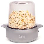Gadgy Premium Popcorn Machine – Electric Popcorn Maker with Non-Stick Plate & Bowl Lid – Fast 5-Min Popper for Home, Movie Night – Butter Melting Function – Silver Finish