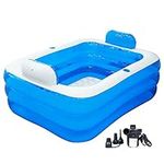 Meimond Inflatable Adult Bath Tub 2 Person,Freestanding Blow Up Bathtub with Foldable Portable Feature for Adult Spa Jacuzzi,Indoor and Outdoor Universal Folding Pool with Electric Air Pump