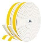 fowong White Door Weather Stripping 26 Feet, 1/2 Inch Wide X 1/4 Thick, High Density Foam Tape Roll Neoprene Rubber Adhesive Weatherstrip Seal, Window Insulation, 2 Rolls 13 Ft Each