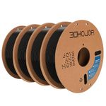 3D Printer Filament Basic PLA Filament Bundle Cardboard Spool 1kg*4,Dimensional Accuracy +/- 0.03 mm Fit Most 3D FDM Printer-4Pack Black