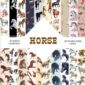 Horse Scrapbook Paper: | 8,5 x 8,5 size | 40 patterned double sided sheets (20 designs) | Horses Themed Collection | Horse Craft Paper |