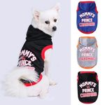 KUTKUT 3Pcs Polycotton Fleece Small Boy Dog & Cat Hoodie, Casual Sports Hoodie With Cap for Toy Poodle, Lhasa Apso, ShihTzu, Bichon Frise etc & Cats, Winter Sweatshirt Warm Hoodie For Small Dogs (SIZE: XL, Chest: 50cm)