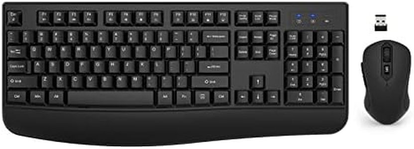 EDJO Wireless Keyboard and Mouse Combo, 2.4G Full-Sized Ergonomic Computer Keyboard with Wrist Rest and 3 Level DPI Adjustable Wireless Mouse for Windows, Mac OS Desktop/Laptop/PC