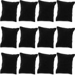 RJ Displays-12 piece pack Black Velvet Jewelry Display Pillow for Bracelet, Watch, Anklet, Bangle, Dangle Earring and Necklace- Size 3.50" x 3.0" inch (12)