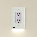 Single - SnapPower GuideLight 2 [For Décor Outlets] - Replaces Plug-In Night Light - Electrical Receptacle Wall Plate With LED Night Lights - Auto On/Off Sensor - (Decor, Light Almond)