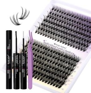 Lash Clusters Kit for Eyelash Extensions: DIY, Natural, Fluffy, Wispy, Waterproof, Anime, Manga, Cat Eye, RT0207-30P+40P-0.07-D-1216
