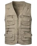 KTWOLEN Mens Fishing Gilet Waistcoat Safari Multi Pocket Dog Training Vest Hunting Hiking Vest Sleeveless Jacket Outdoor Photography Gilet, Khaki, M