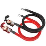 SHIERLENG 6 AWG Gauge Power Battery Cable with Battery Terminal Connectors 3/8" Lugs, 1.5FT Red + Black Pure Copper Battery Lead Wire for Automotive, Motorcycle, Marine, Boat