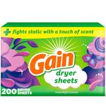 Gain dryer sheets, Moonlight Breeze Scent, 200 Count, Fights static with a touch of scent, laundry sheets