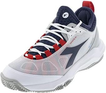 Diadora Men`s Speed Blushield Fly 4 Clay Tennis Shoes White and Blue Corsair