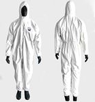 Cat 3 Type 5/6 Chemical Protection Suit Against Chemical Biohazard Coverall Boiler Suit with Hood 63g/sqm (Medium)