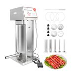 Hakka Electric Sausage Stuffer,12L/25LB Stainless Steel Vertical Sausage Maker,Commercial Electric Sausage Filler with 5 Tubes and 4 Churros,Various Speed Control