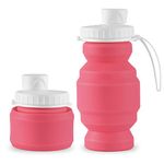 SPECIAL MADE Collapsible Water Bottles Cups Leakproof Valve Reusable BPA Free Silicone Foldable Travel Water Bottle Cup for Gym Camping Hiking Travel Sports Lightweight Durable (pink 11oz)