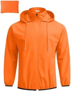 COOFANDY Mens Waterproof Rain Jacket With Hood Orange Raincoat Packable Lightweight Rain Hoodie