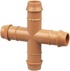 Kepmix 12 Pieces Drip Irrigation Barbed Cross Fittings: 1/2 Inch Drip Line 4 Way Connectors for 1/2" Drip Irrigation Tubing Irrigation System Replacement Parts for Sprinkler Systems