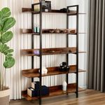 BenPo bar Bookcase Industrial Shelves, Ladder Shelf Shelving Unit With Metal Frame, 5-Tier Rustic Shelves Book Shelf, Bookshelf Storage Shelves for Office, Kitchen, Living Room (Upgraded)