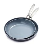 GreenPan Valencia Pro Hard Anodised Healthy Ceramic Non-Stick 2-Piece Frying Pan Skillet Set, 26 cm and 30 cm, PFAS-Free, Induction, Oven Safe, Grey