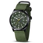 HANPOSH Mens Watches Military Watches for Men Analogue Quartz Waterproof Wrist Watches for Men Date Display Nylon Army Tactical Sports Minimalist Watches