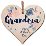 The Plum Penguin Handmade Wooden Hanging Heart Plaque perfect for Grandma stylish floral celebration card alternative from grandchildren beautiful thoughtful keepsake