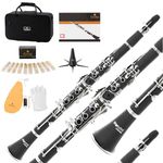 Mendini MCT-ESDPB Black Ebonite B Flat Clarinet with Case, Stand, Pocketbook, Mouthpiece, 10 Reeds and More