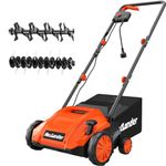 MAXLANDER Electric Dethatcher and Scarifier, 13” 12Amp 2-in-1 Lawn Dethatcher with 4-Position Depth Adjustment, 30L Removable Collection Bag, Airboost Technology Increases Lawn Health