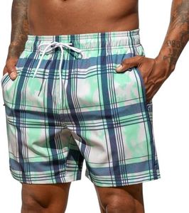 SILKWORLD Mens Swim Trunks Quick Dry Bathing Suits Beach Shorts with Zipper Pockets, MQ18_Zip_P21, Small