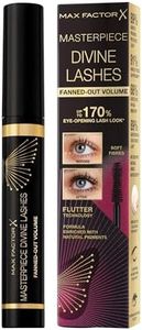 Max Factor Divine Lashes Mascara Rich Black 001, Ultimate Volume, Flutter Technology, 420-Fibre Silhouette Brush, Smooth & Clump Free, All Day Wear
