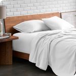 Bare Home Flannel Sheet Set 100% Cotton, Velvety Soft Heavyweight - Double Brushed Flannel - Deep Pocket (King, White)