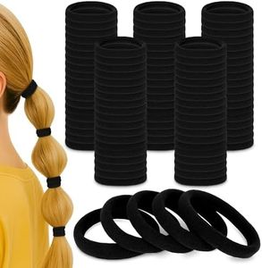 100 Pcs Soft Black Hair Ties Bulk – 1.9" Seamless Cotton Ponytail Holders, Small Black Elastic Hair Ties No Damage, Breathable & Gentle to Wear – Elasticity & Strength, Reliable & Strong Hold