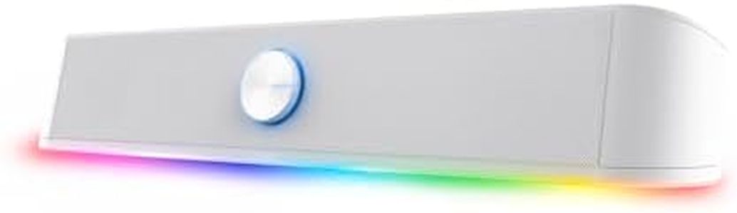 GXTrust Rhox RGB Illuminated Soundbar, PC Speakers 12W Peak Power, White